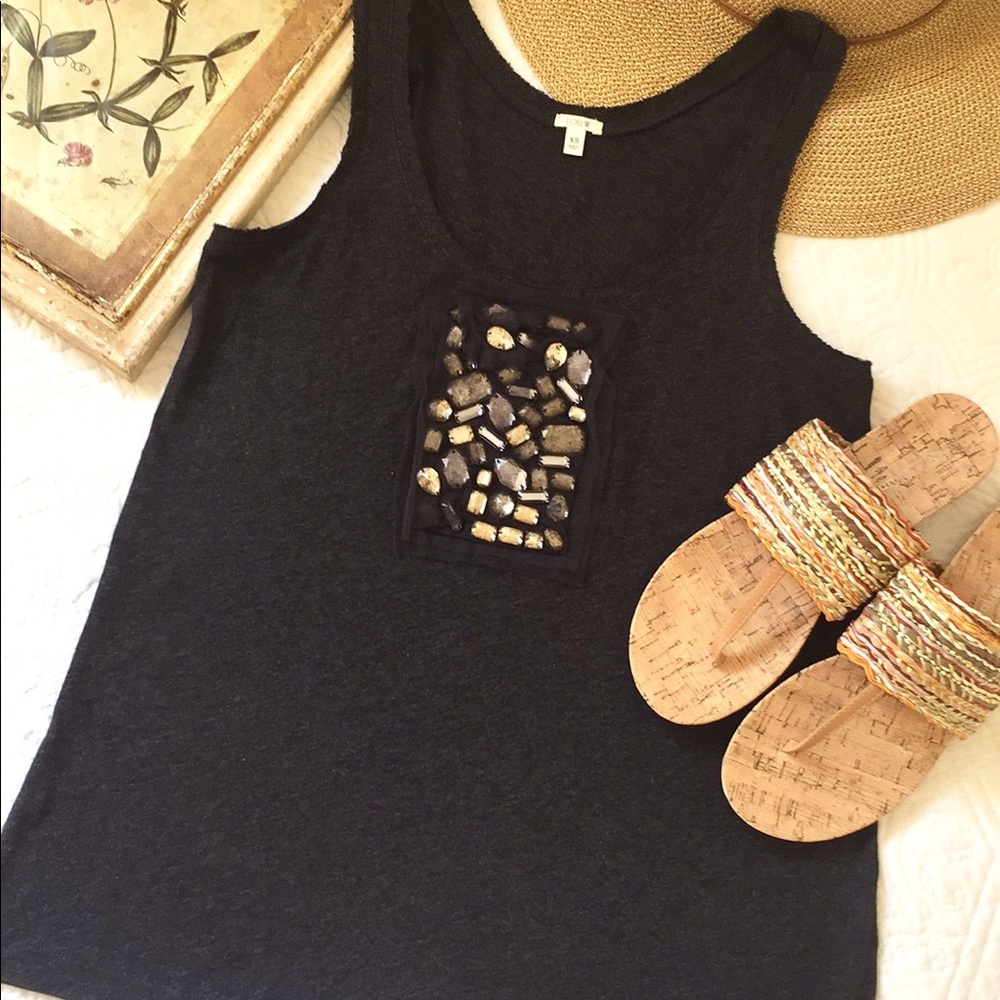 J. Crew Jeweled Tank Top - Picture 1 of 8